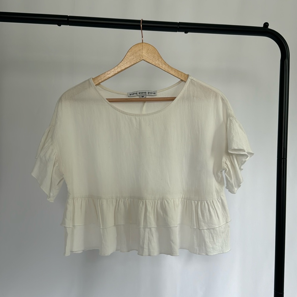 White Ruffled Crop Top Tee | Let’s Play in the Sun